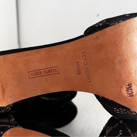 Vince Camuto Lissa Black Lace Heels with Beaded Strap size 9 - Picture 13 of 14